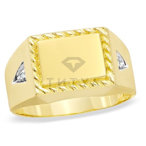 Мужское кольцо из желтого золота с бриллиантом