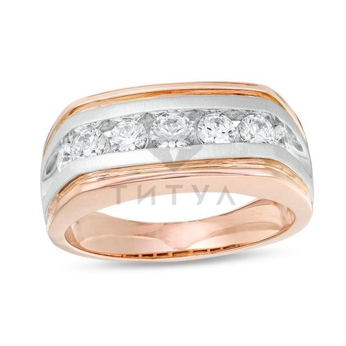 Мужское кольцо из комбинированного золота с бриллиантом