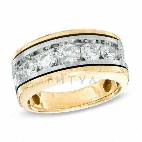 Мужское кольцо из комбинированного золота с бриллиантом
