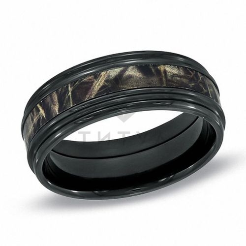 Ювелирная компания «ТИТУЛ» Мужское кольцо из черного золота без камней