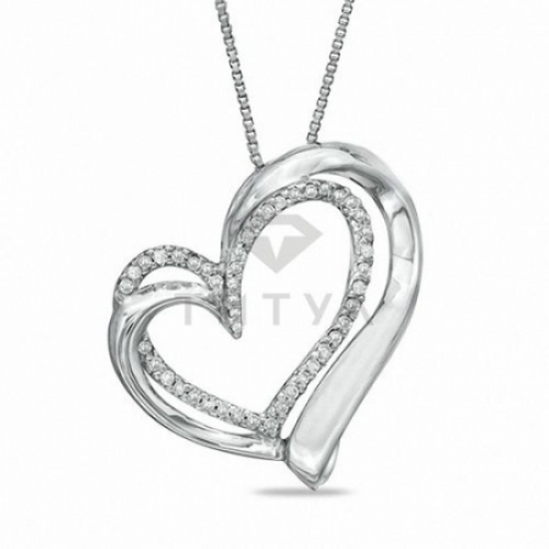 Подвеска в виде сердца из серебра с бриллиантом