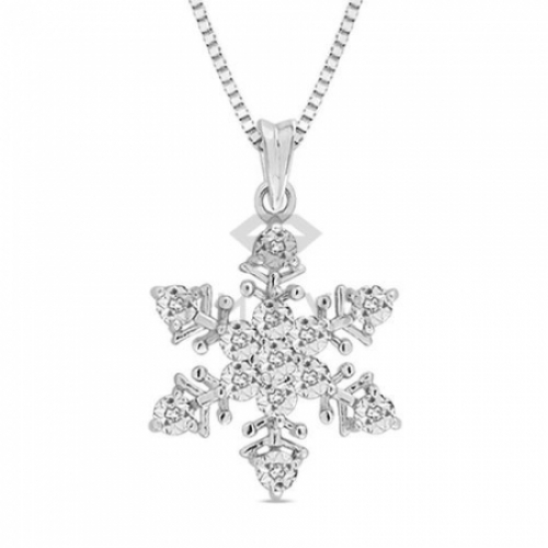 Серебряная подвеска Снежинка с бриллиантами
