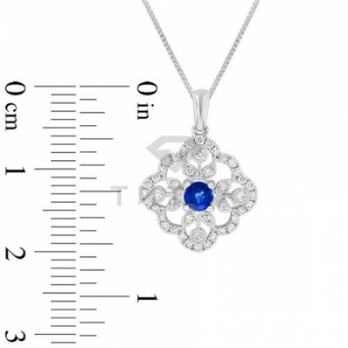 Подвеска из белого золота с сапфиром и бриллиантом