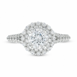 Женское кольцо из белого золота 585 пробы с бриллиантами и белым сапфиром