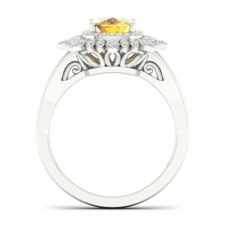 Женское кольцо из белого золота 585 пробы с цитрином и топазами