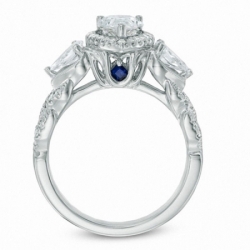 Помолвочное кольцо из белого золота с Крупными сияющими бриллиантами "Капля" и россыпью бриллиантов