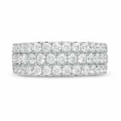 Обручальное кольцо тройная дорожка с сапфиром и бриллиантами