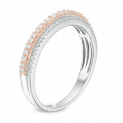 Обручальное кольцо из комбиированного золота с бриллиантами