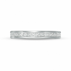 Обручальное кольцо из белого золота с бриллиантами огранки принцесса