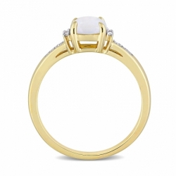 Женское кольцо из желтого золота 585 пробы с опалом и бриллиантами