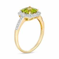 Женское кольцо из желтого золота 585 пробы с перидотом и бриллиантами