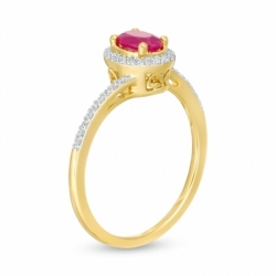 Помолвочное кольцо из желтого золота 585 пробы с рубином и бриллиантами