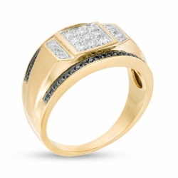 Мужское кольцо из желтого золота 585 пробы с бриллиантами