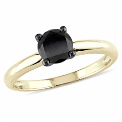 Женское кольцо из желтого золота 585 пробы с черным бриллиантом
