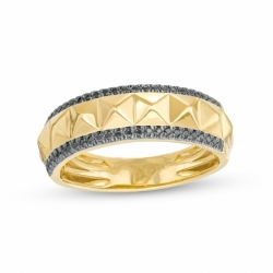 Мужское кольцо из желтого золота 585 пробы с черным бриллиантом