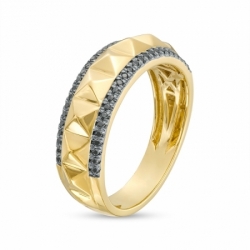 Мужское кольцо из желтого золота 585 пробы с черным бриллиантом