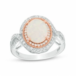 Женское кольцо из серебра 925 пробы с опалом и белым топазом