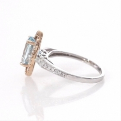 Женское кольцо из золота 585 пробы с аквамарином и бриллиантом