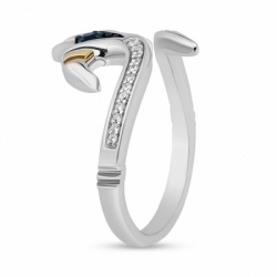 Женское кольцо из серебра 925 пробы с сапфиром и бриллиантами