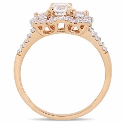 Помолвочное кольцо из красного золота 585 пробы с белым сапфиром и бриллиантом