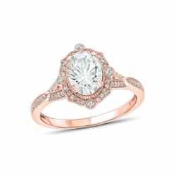 Женское кольцо из красного золота 585 пробы с белым сапфиром и бриллиантом
