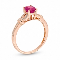 Помолвочное кольцо из красного золота 585 пробы с рубином и бриллиантами