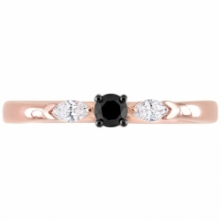 Женское кольцо из красного золота 585 пробы с черными и белыми бриллиантами