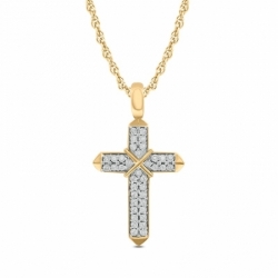 Крест из желтого золота 585 пробы с бриллиантом