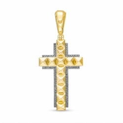 Мужской крестик из желтого золота 585 пробы с черным бриллиантом