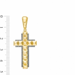 Мужской крестик из желтого золота 585 пробы с черным бриллиантом