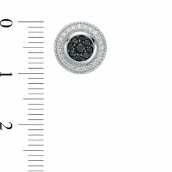 Серьги-гвоздики из белого золота 585 пробы с черными и белыми бриллиантами