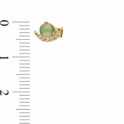 Серьги-гвоздики из желтого золота 585 пробы с опалом и бриллиантами