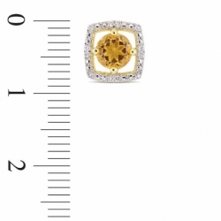 Серьги-гвоздики из желтого золота 585 пробы с цитрином и бриллиантами