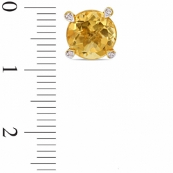 Серьги-гвоздики из желтого золота 585 пробы с цитрином и бриллиантами