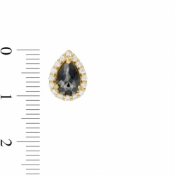 Серьги-гвоздики из желтого золота 585 пробы с черными и белыми бриллиантами