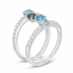 Женское кольцо из серебра с топазом и белым сапфиром