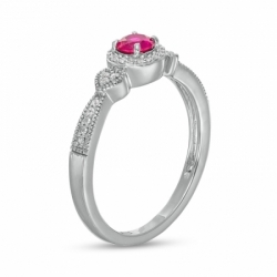 Женское кольцо из серебра с рубином и бриллиантами