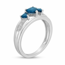 Женское кольцо из серебра с топазом и бриллиантами