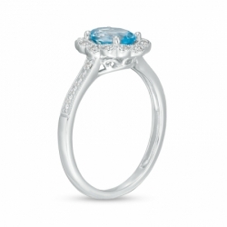 Женское кольцо из серебра с топазом, сапфиром и бриллиантами