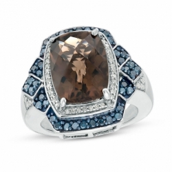 Женское кольцо из серебра с кварцеми бриллиантами