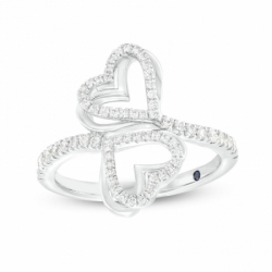 Женское кольцо из серебра с сапфиром и бриллиантами