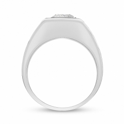 Мужское кольцо из серебра с белыми сапфирами