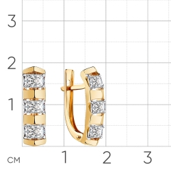 Серьги из красного золота 585 пробы с фианитом