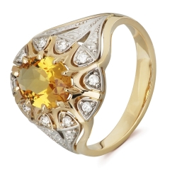 Кольцо из жёлтого золота с бриллиантами и цитрином