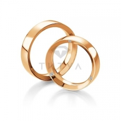 Т-28537 золотые парные обручальные кольца (ширина 5 мм.) (цена за пару)