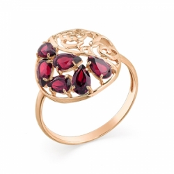 Кольцо из красного золота с родолитом