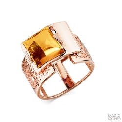 Женское кольцо из красного золота 585 пробы с цитрином