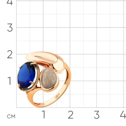 Женское кольцо из красного золота 585 пробы с сапфиром и эмалью