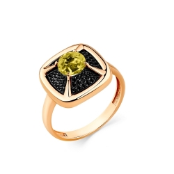 Женское кольцо из красного золота 585 пробы с султанитом и шпинелью