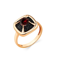 Женское кольцо из красного золота 585 пробы с гранатом и шпинелью